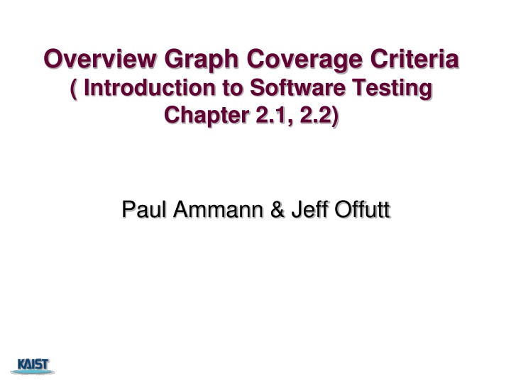 Overview Graph Coverage Criteria