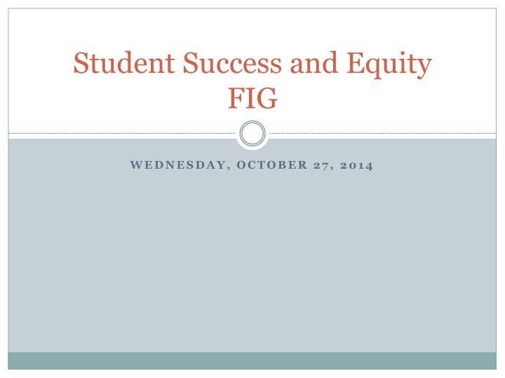 Student Success and Equity FIG
