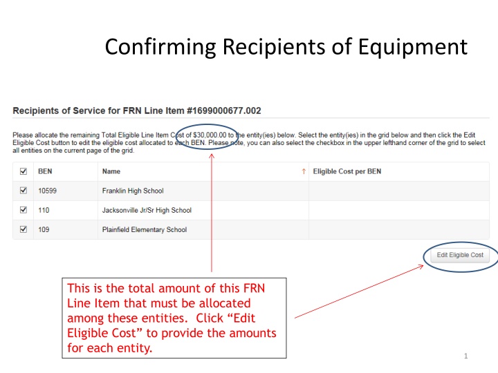 Confirming Recipients of Equipment