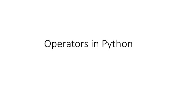 Operators in Python