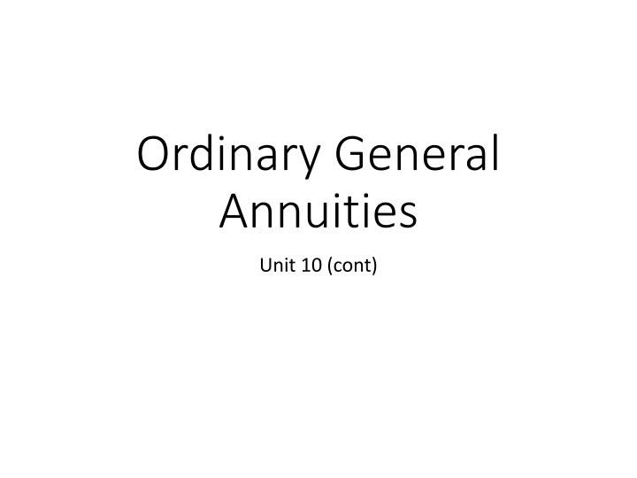 General Annuities Learning Objectives