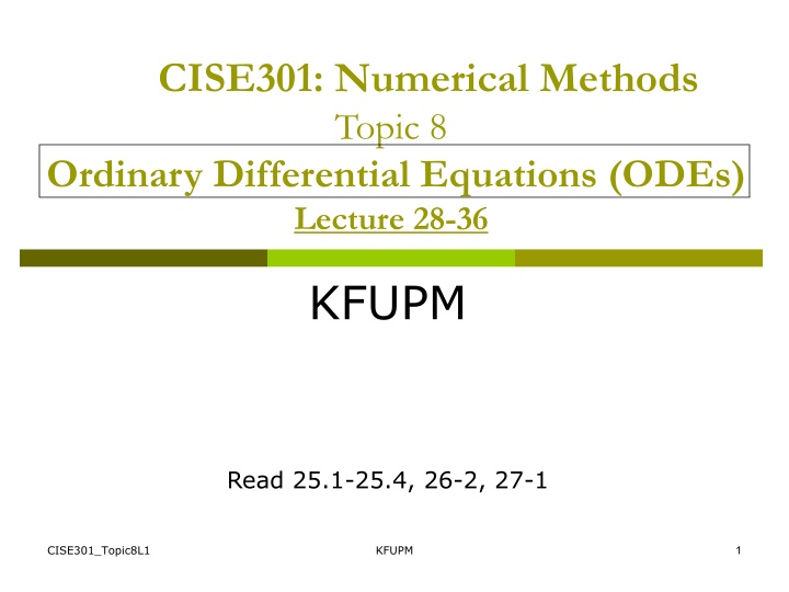 Ordinary Differential Equations in Numerical Methods