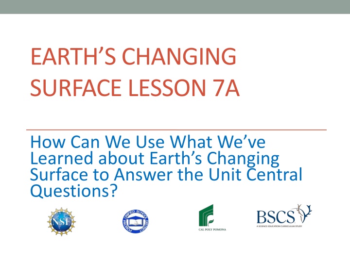 Earth's Changing Surface - Key Science Ideas