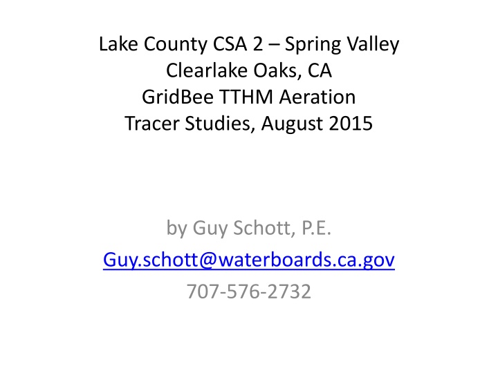 Tracer Studies for Clearwell Tank Aeration