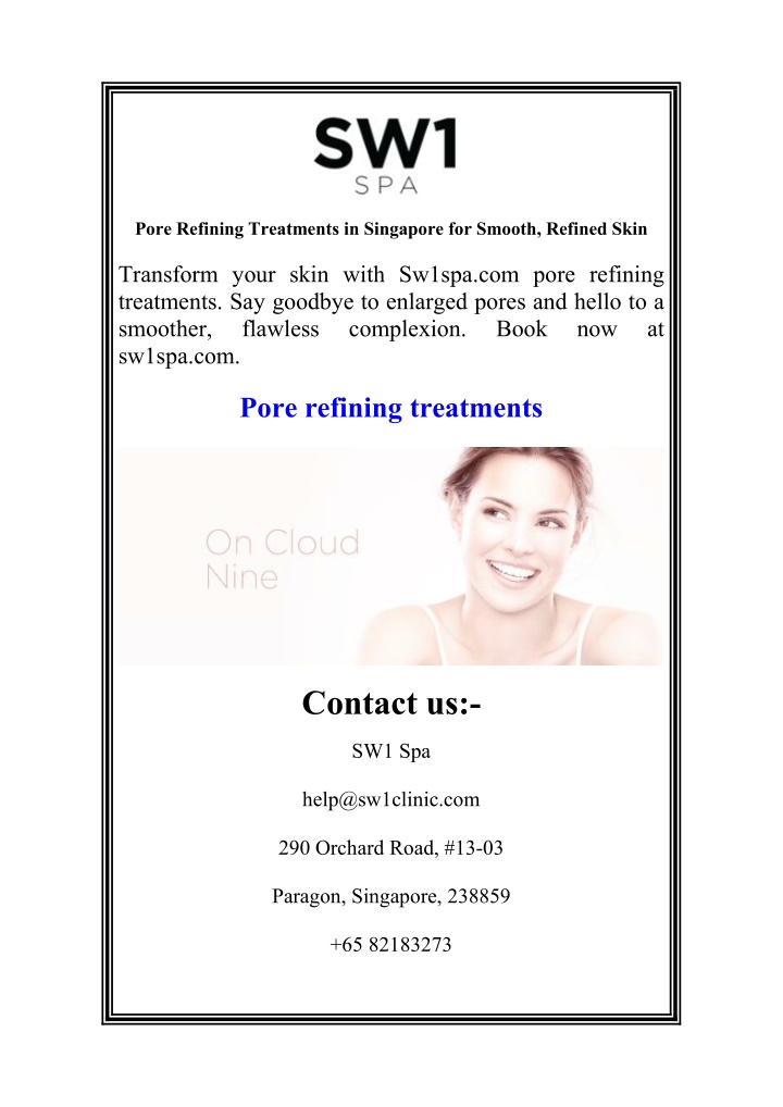 pore refining treatments in singapore for smooth n.w