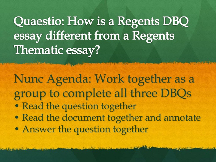 Differentiating DBQ Essays from Thematic Essays