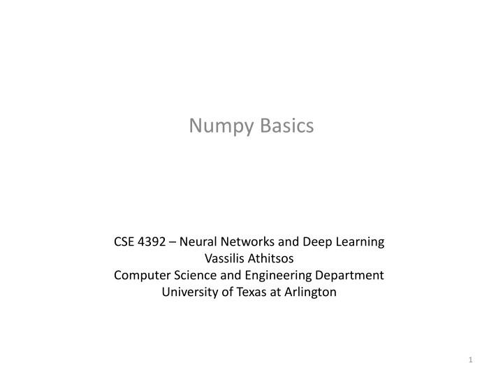 Numpy Basics