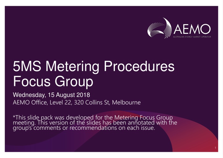 Metering Procedures Focus Group Meeting Annotations