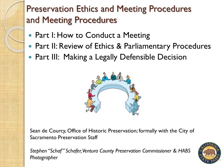 Preservation Ethics & Meeting Procedures: How to Conduct a Meeting