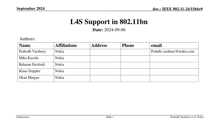 L4S Support in IEEE 802.11bn Proposal