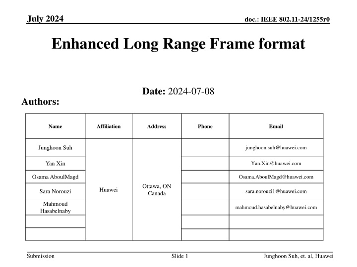 Enhanced Long Range Frame format