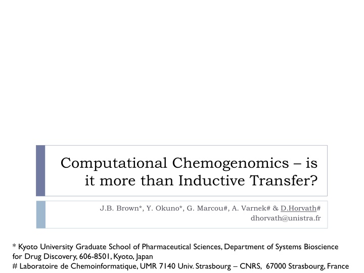 Computational Chemogenomics: Inductive Transfer vs. In Silico Drug Discovery