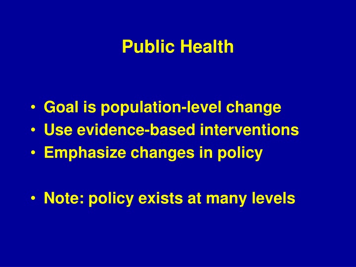 Evidence-Based Interventions for Public Health Policy Changes