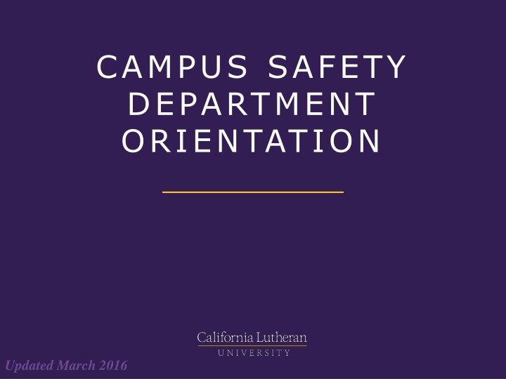 Campus Safety Department Orientation