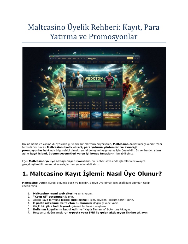 maltcasino yelik rehberi kay t para n.w