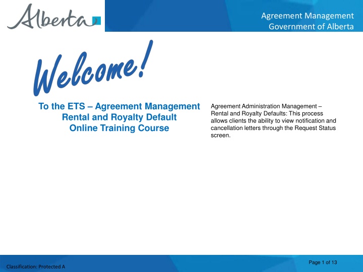 Alberta ETS Agreement Management Training Course