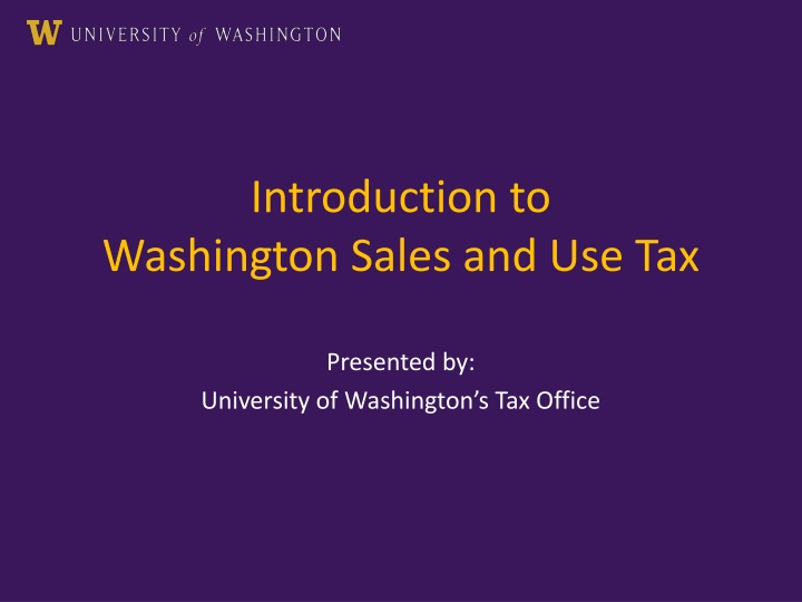 Introduction to Washington Sales and Use Tax