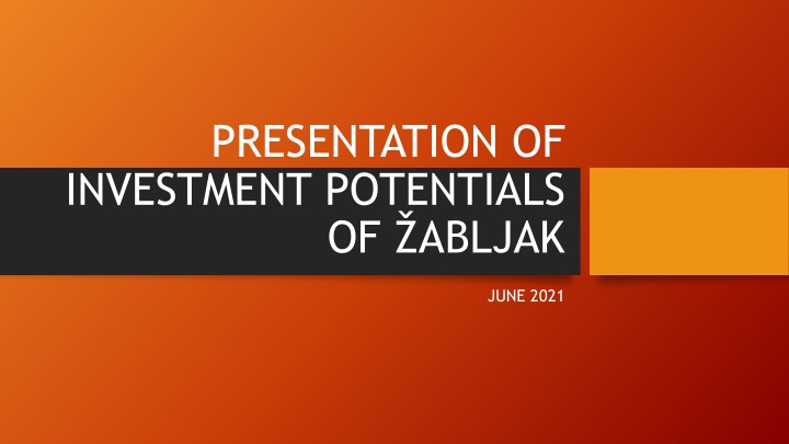 PRESENTATION OF INVESTMENT POTENTIALS OF ZABLJAK