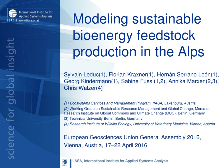 Modeling sustainable  bioenergy feedstock  production in the Alps
