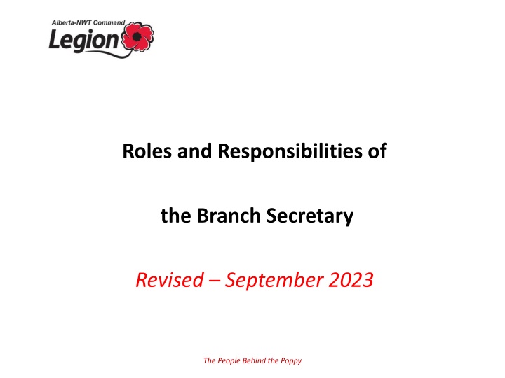 Roles and Responsibilities of Branch Secretary - Revised Sept 2023
