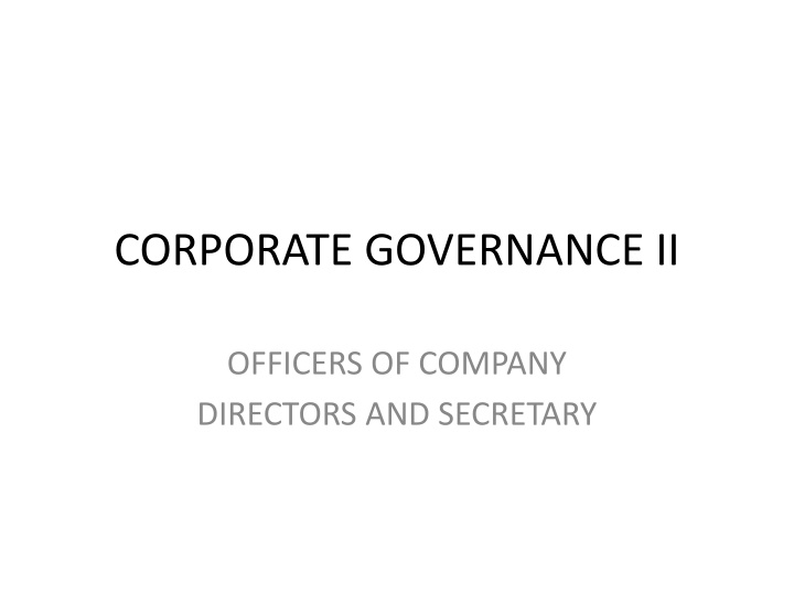 CORPORATE GOVERNANCE II