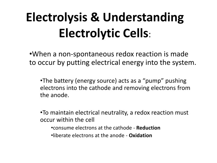 Electrolysis & Understanding Electrolytic Cells