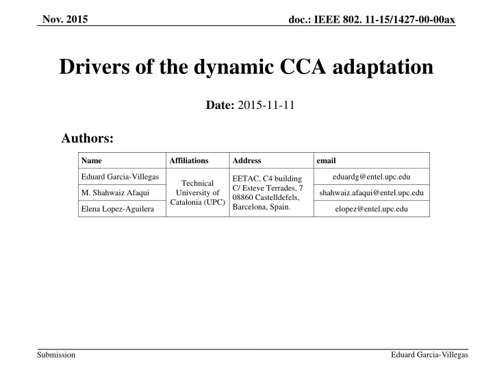 Drivers of the dynamic CCA adaptation