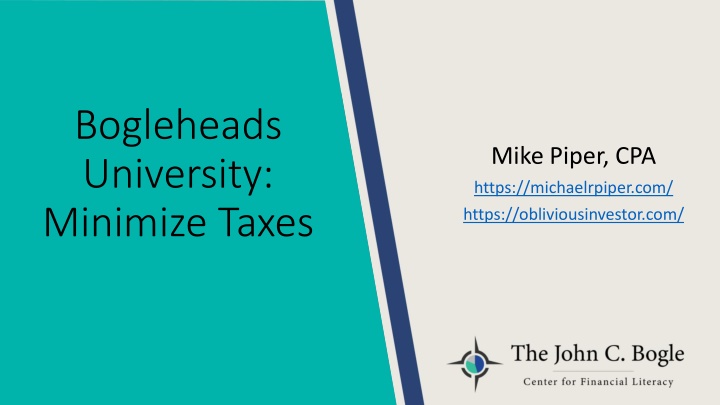 Bogleheads University: Minimize Taxes