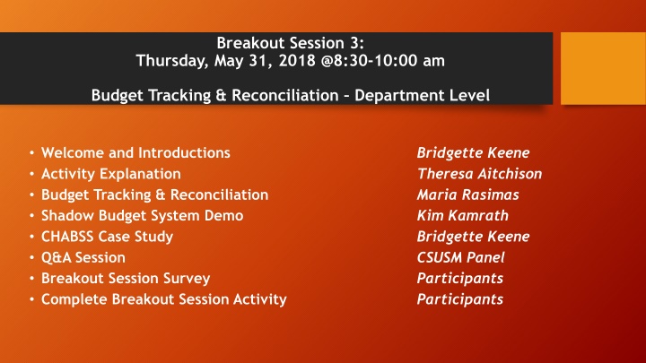 Budget Tracking and Reconciliation Demonstration