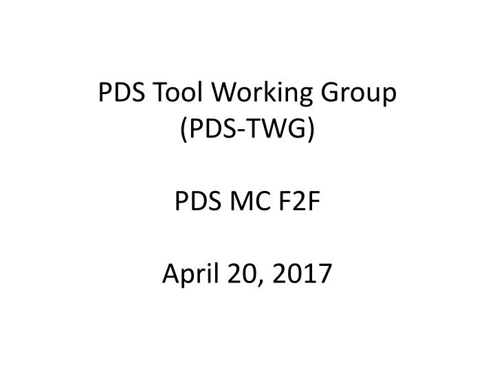 PDS Tool Working Group