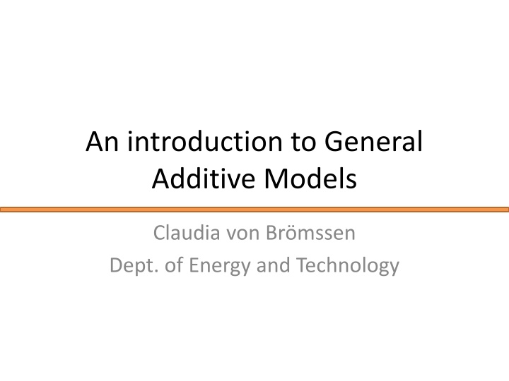 An introduction to General Additive Models