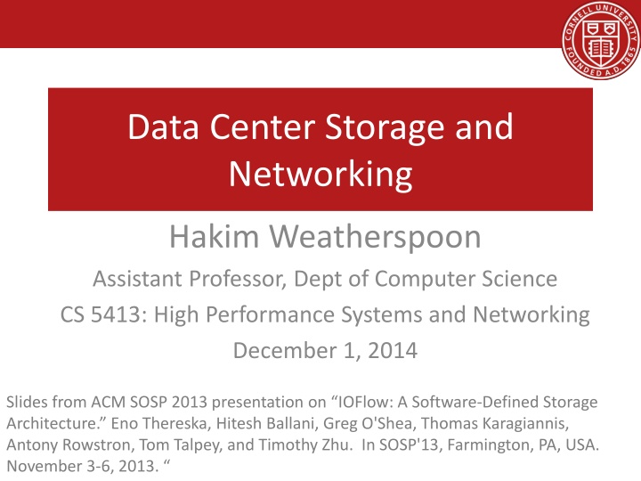 Data Center Storage and Networking
