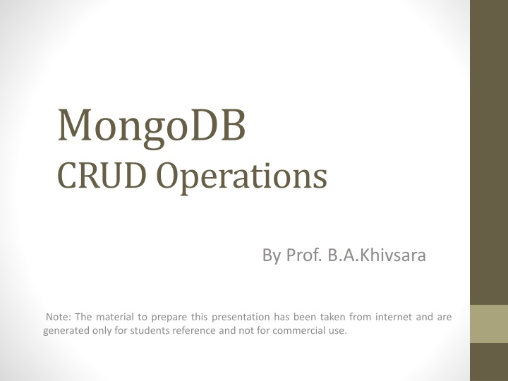 MongoDB CRUD Operations and Terminologies