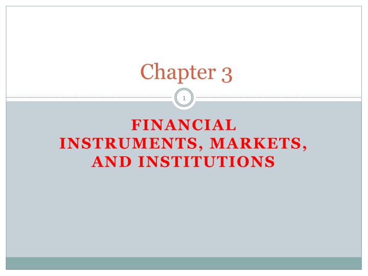 Financial Instruments, Markets, and Institutions Overview