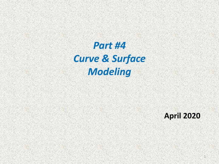 Curve & Surface Modeling in Engineering