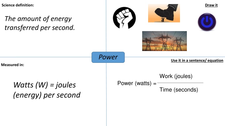 Watts (W) = joules  (energy) per second