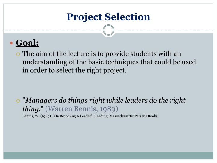 Project Selection