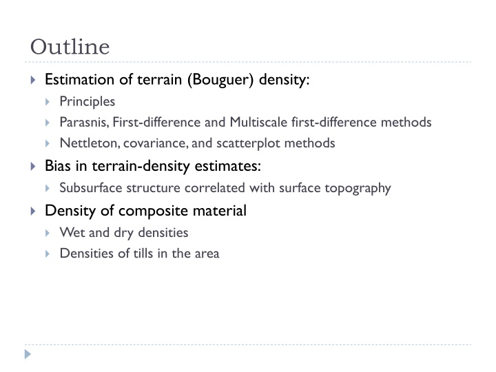 Terrain Density Estimation Methods and Principles
