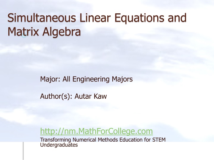 Simultaneous Linear Equations and Matrix Algebra