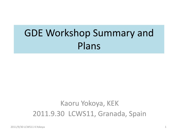GDE Workshop Summary and Plans at LCWS11: Review, Develop, Discuss