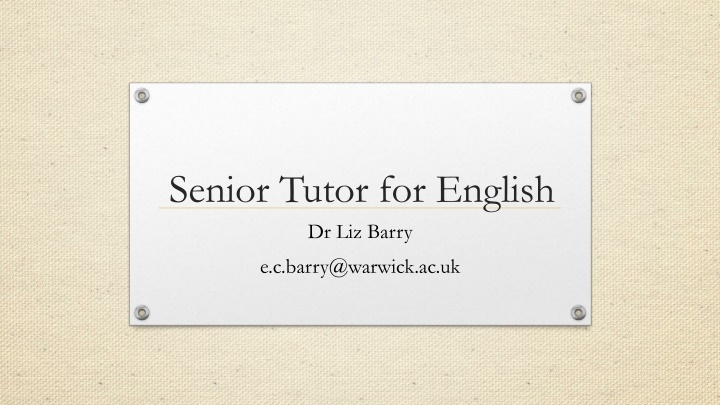 Senior Tutor for English