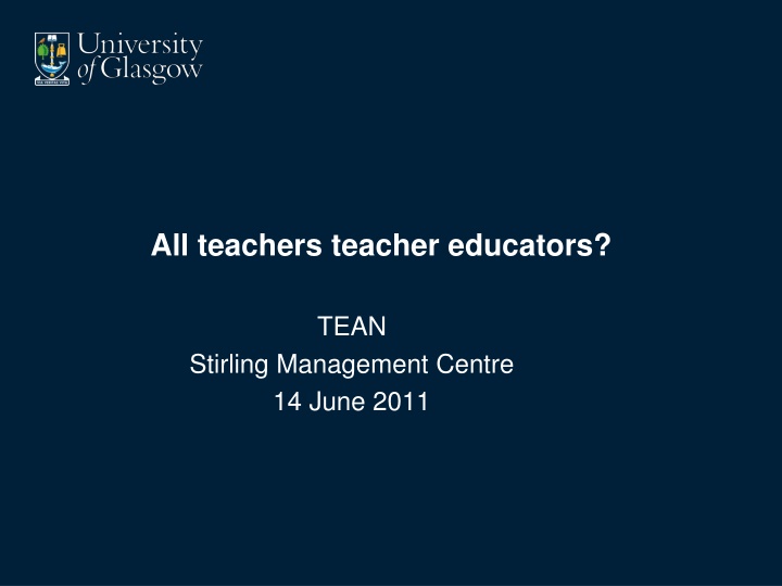All teachers teacher educators?