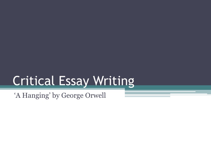 Critical Essay Writing