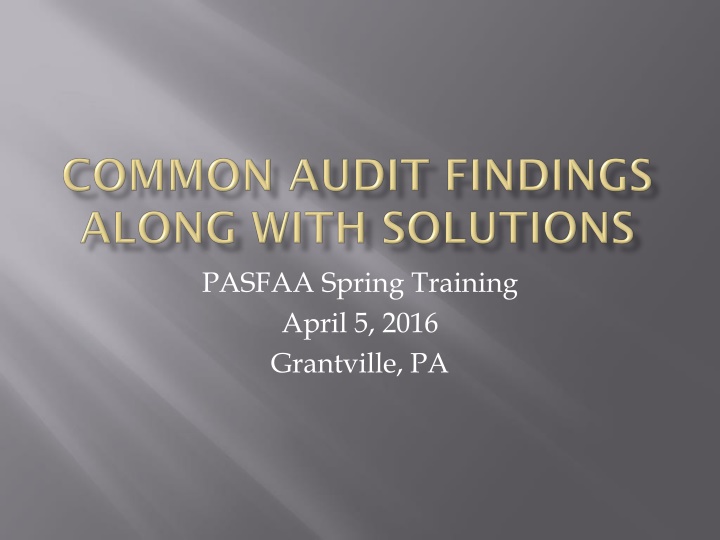 PASFAA Spring Training April 5, 2016 in Grantville, PA