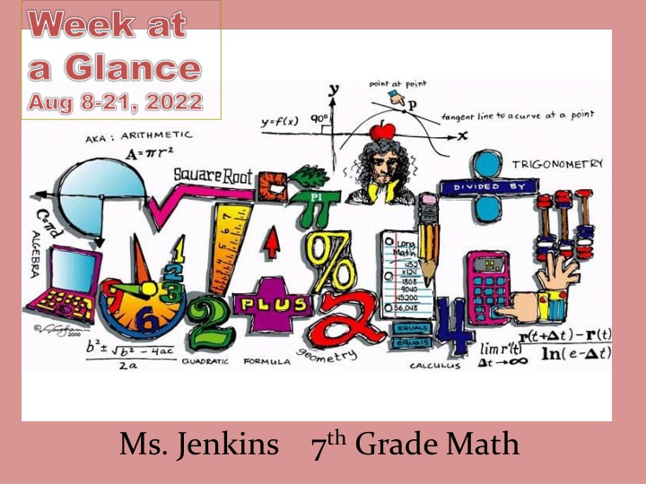 Ms. Jenkins 7th Grade Math Week at a Glance