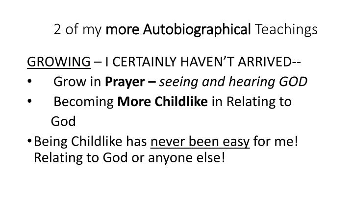 Growing in Prayer and Childlike Trust