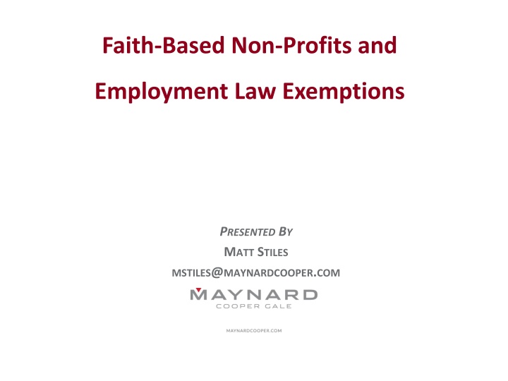 Faith-Based Non-Profits & Employment Law Exemptions