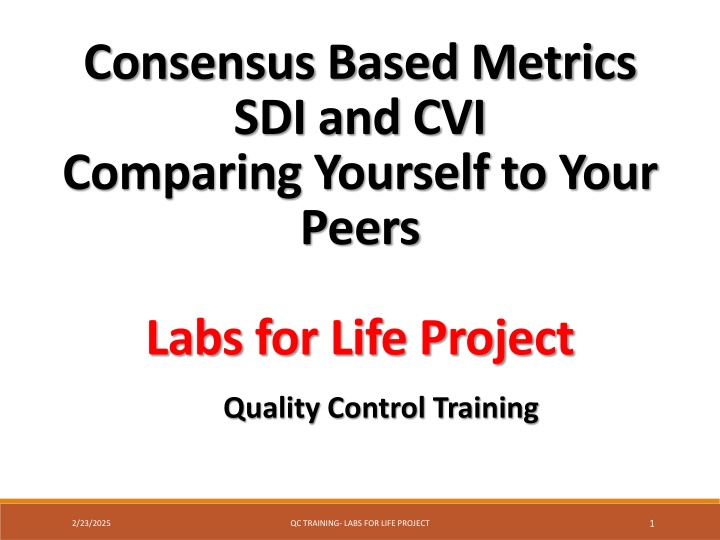 SDI and CVI Metrics in Quality Control Training