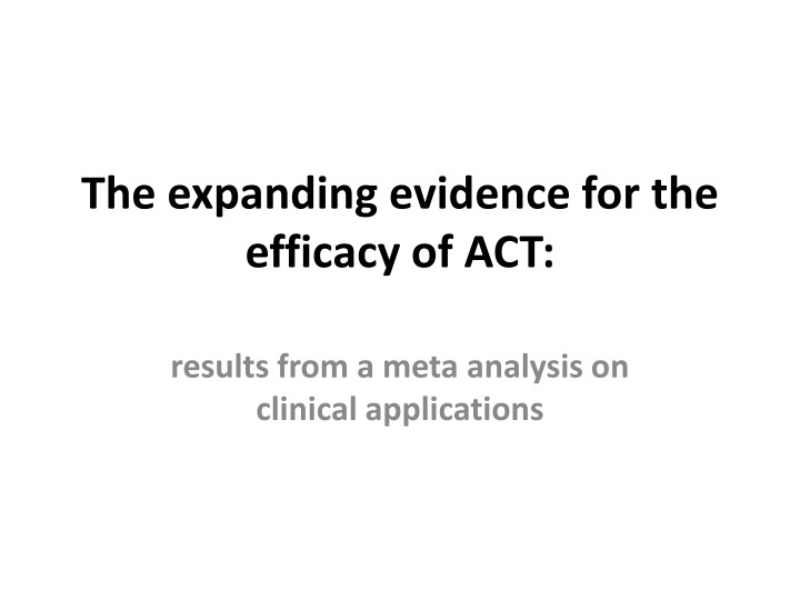 Effectiveness of ACT: Meta-Analysis Results