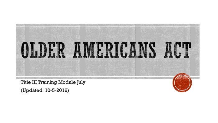 OLDER AMERICANS ACT